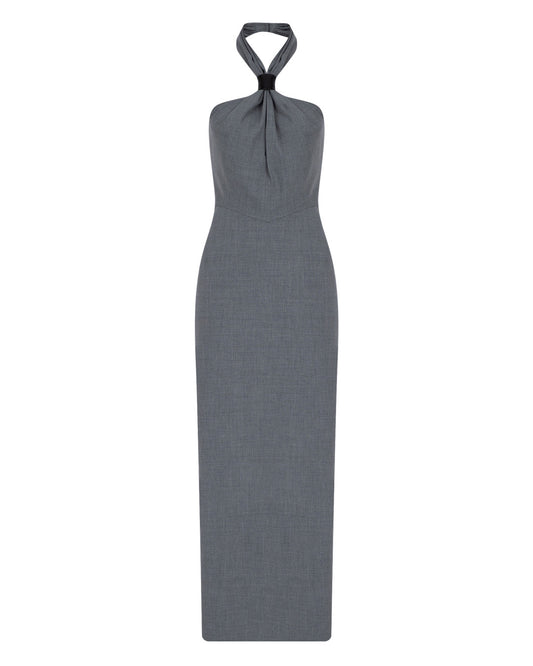 CrossNeck Maxi Wool Dress