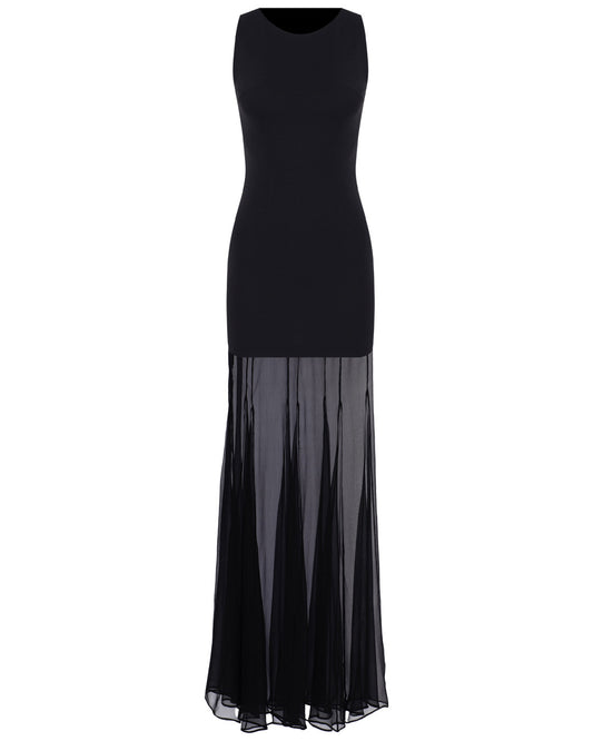 Flared Maxi Wool Silk Dress