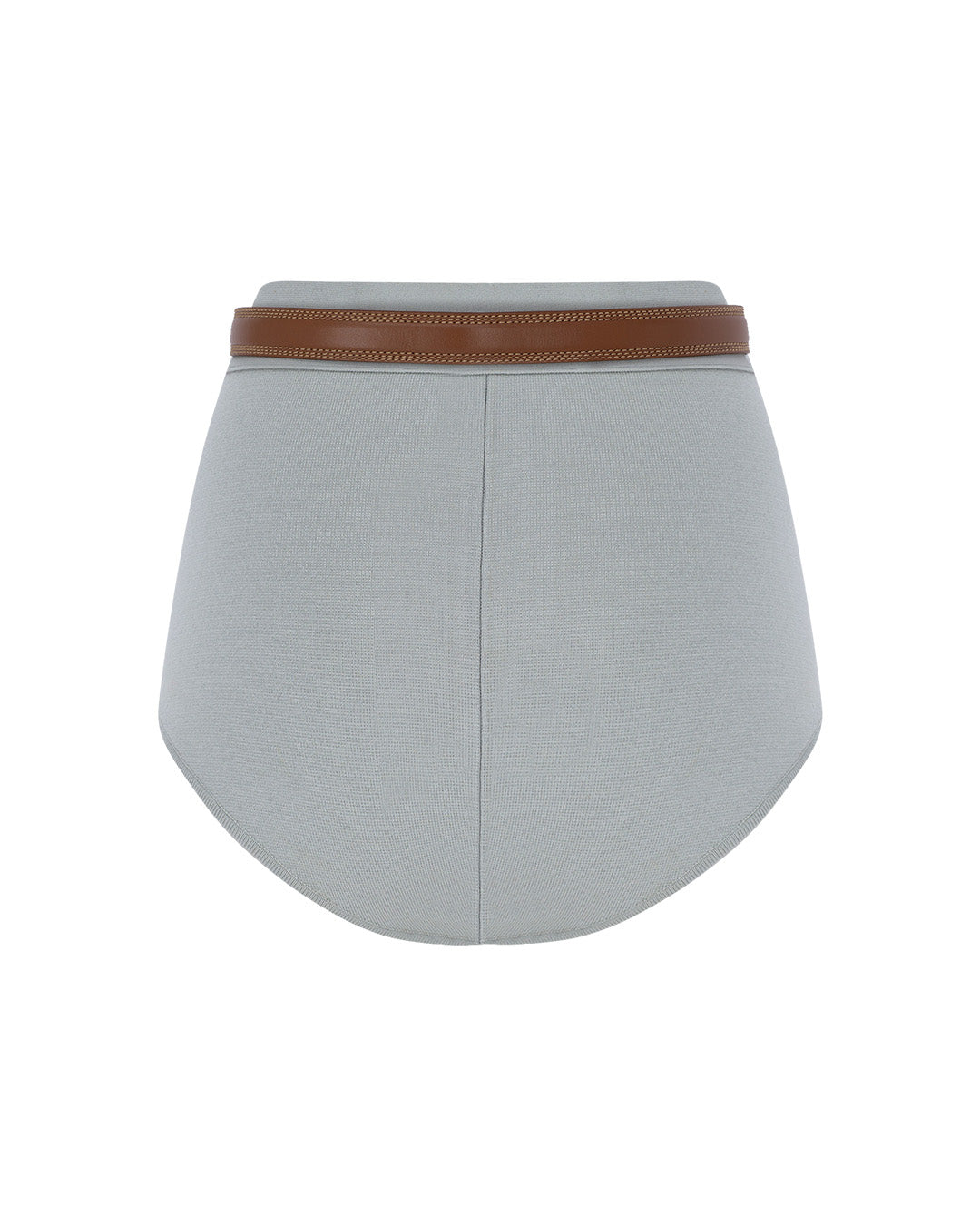 Knit Mini Shorts With Leather Belt