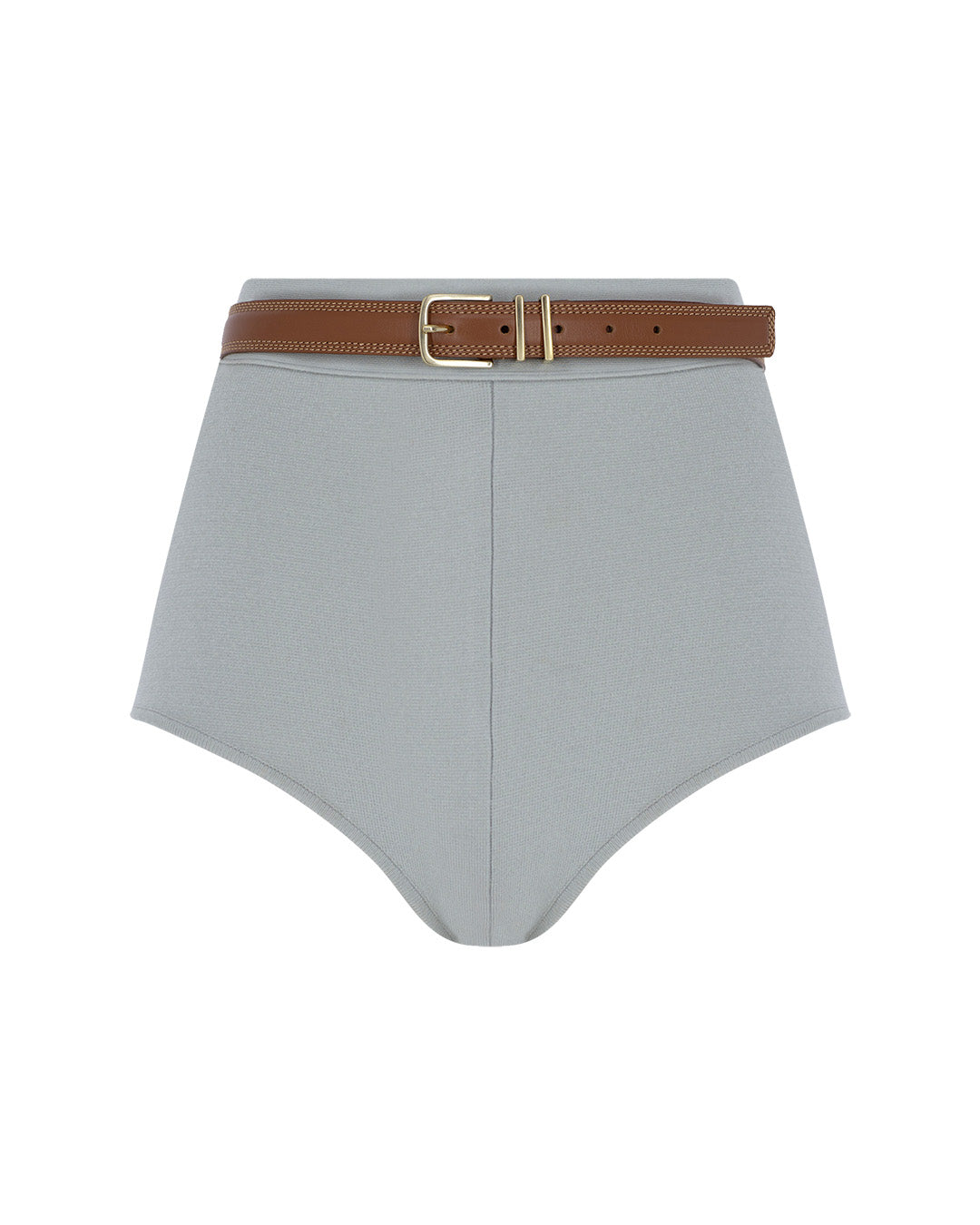 Knit Mini Shorts With Leather Belt