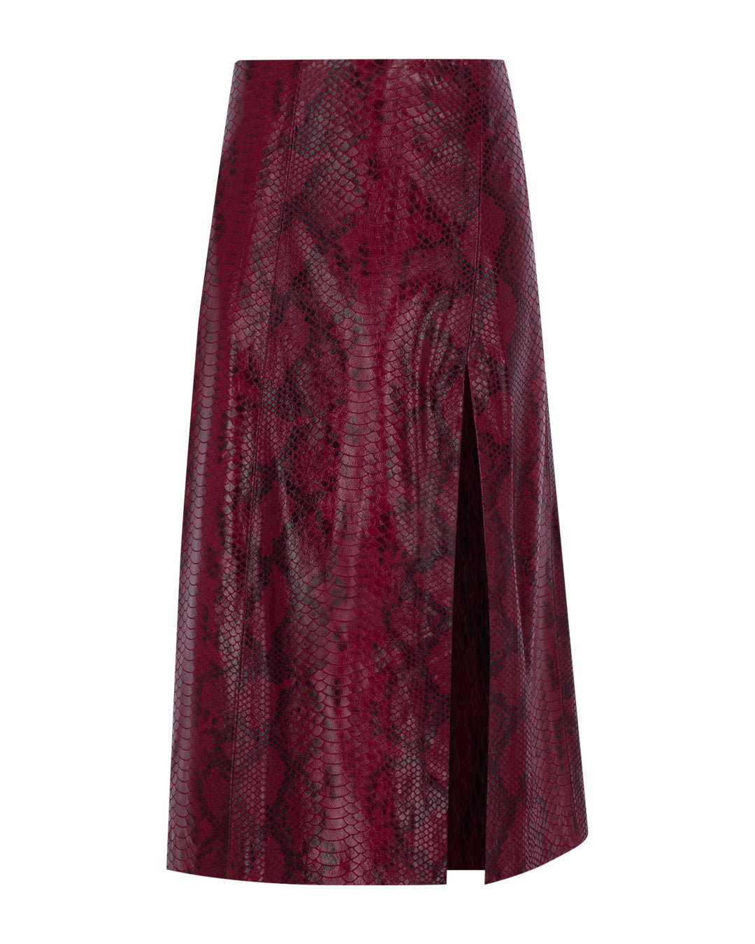 Side Slit Midi Leather Skirt
