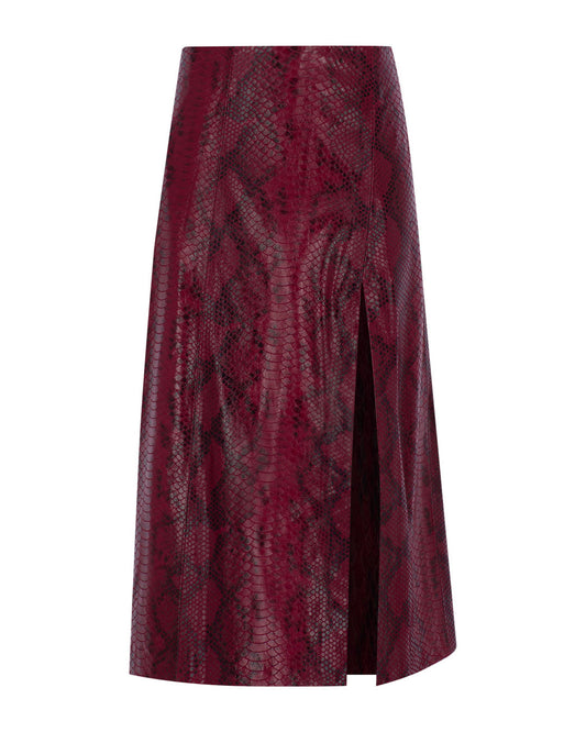 Side Slit Midi Leather Skirt