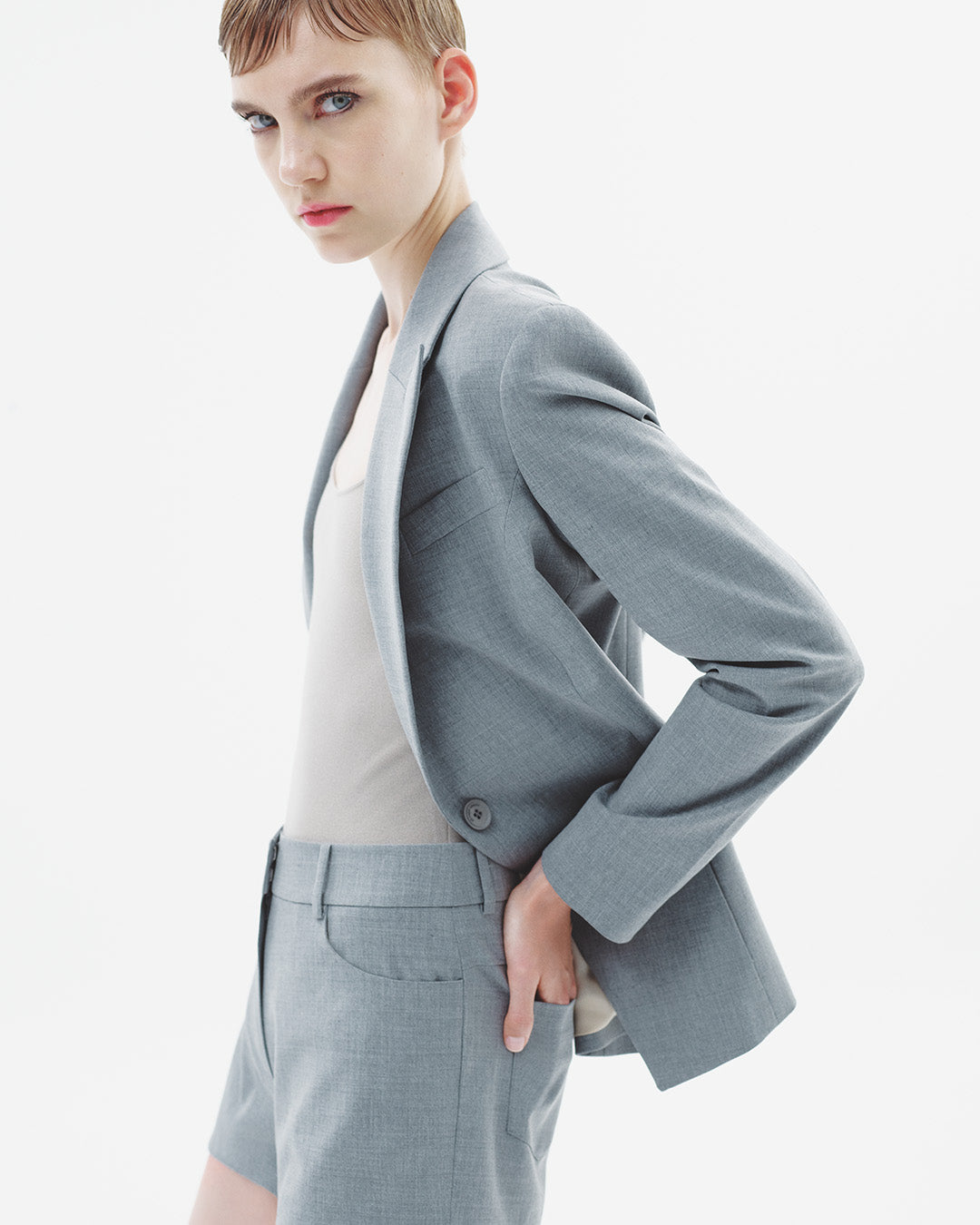 Wool One Button Blazer