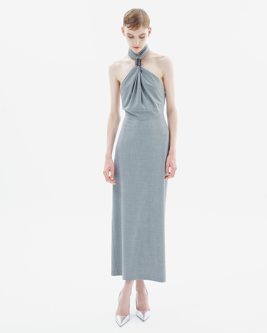 CrossNeck Maxi Wool Dress