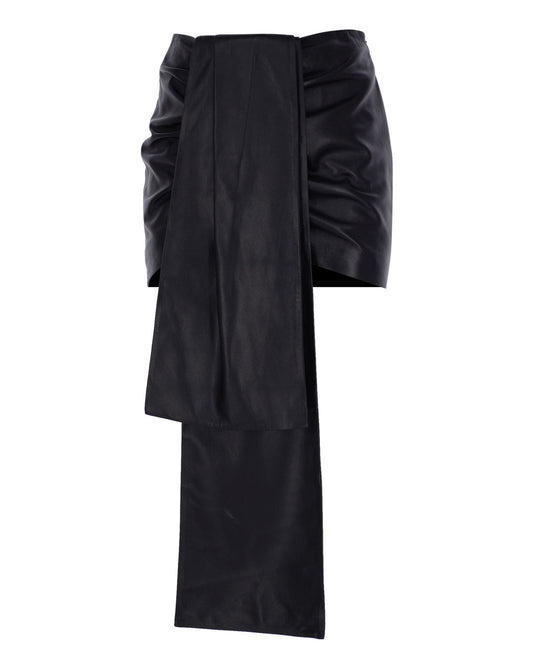Mini Leather Skirt with Scarf