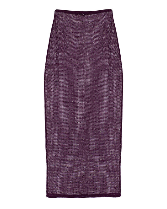 Fishnet Pencil Skirt with Crystals