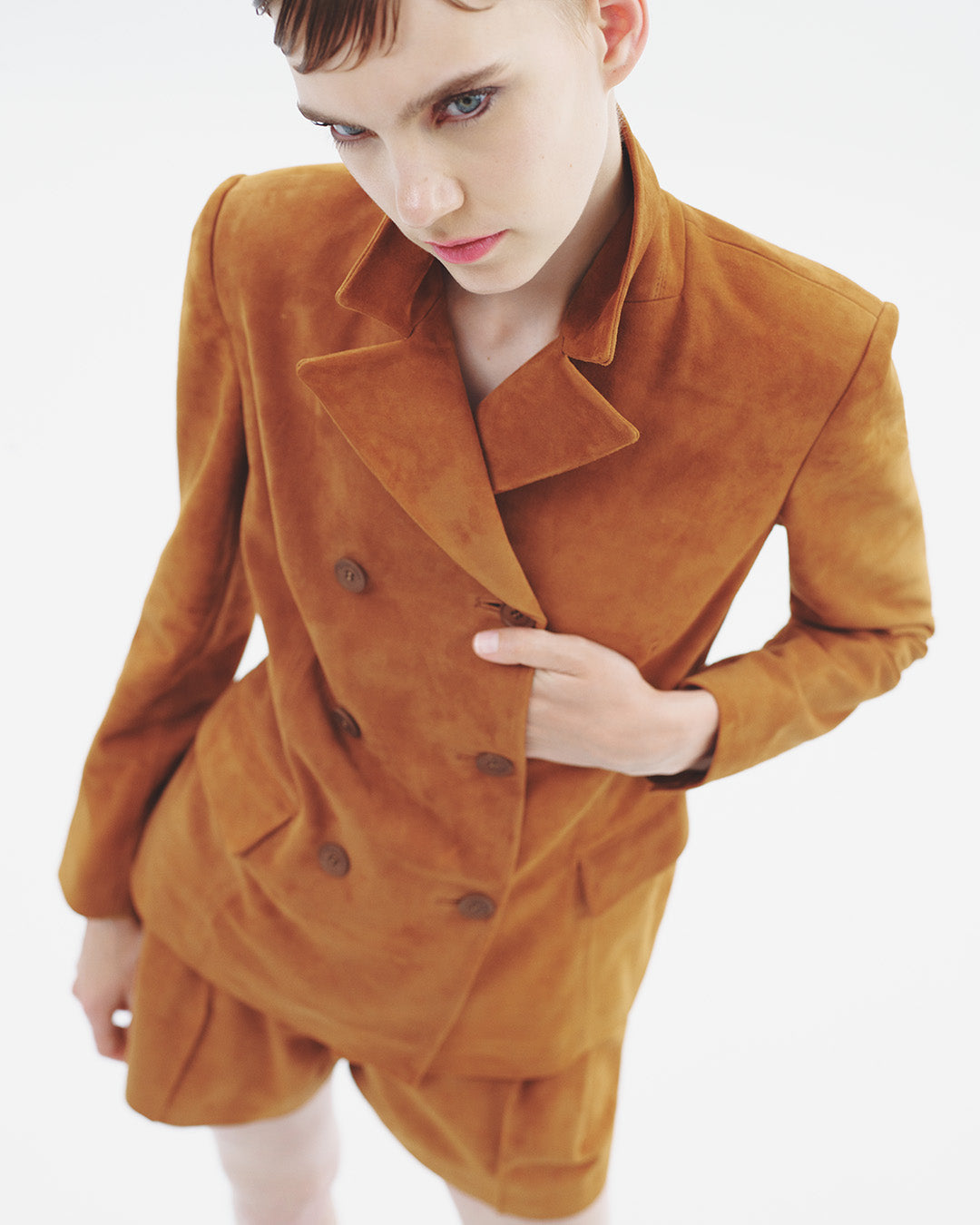 One Button Suede Blazer