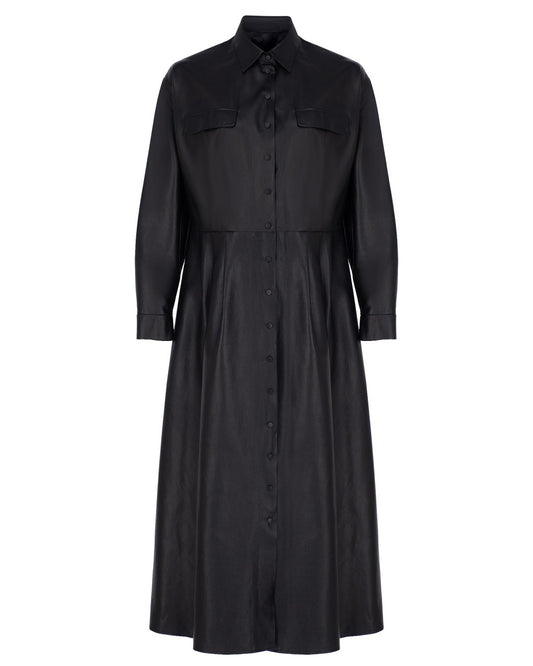Maxi Leather Shirt Dress
