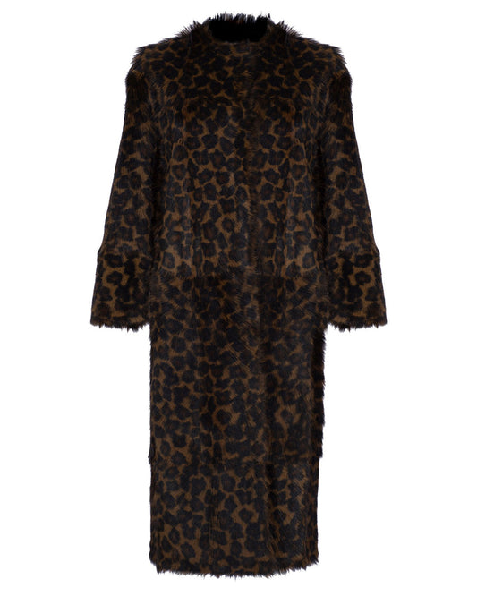 Leopard Print Shearling Coat