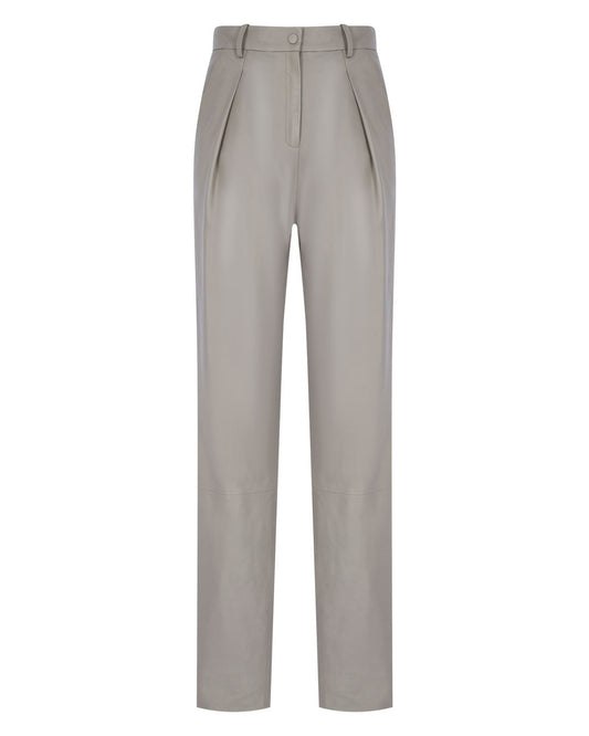 Pleated Leather Pants