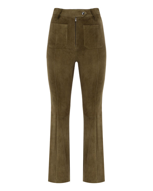 High Waisted Stretch Suede Pants