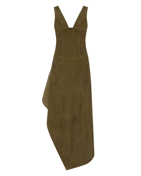 Asymmetric Suede Dress