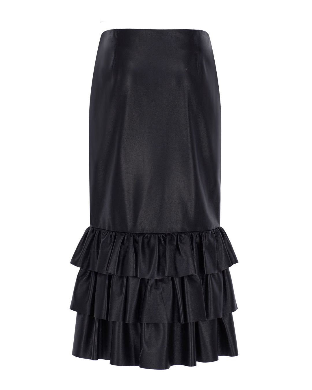 Leather Skirt with Frill Layers