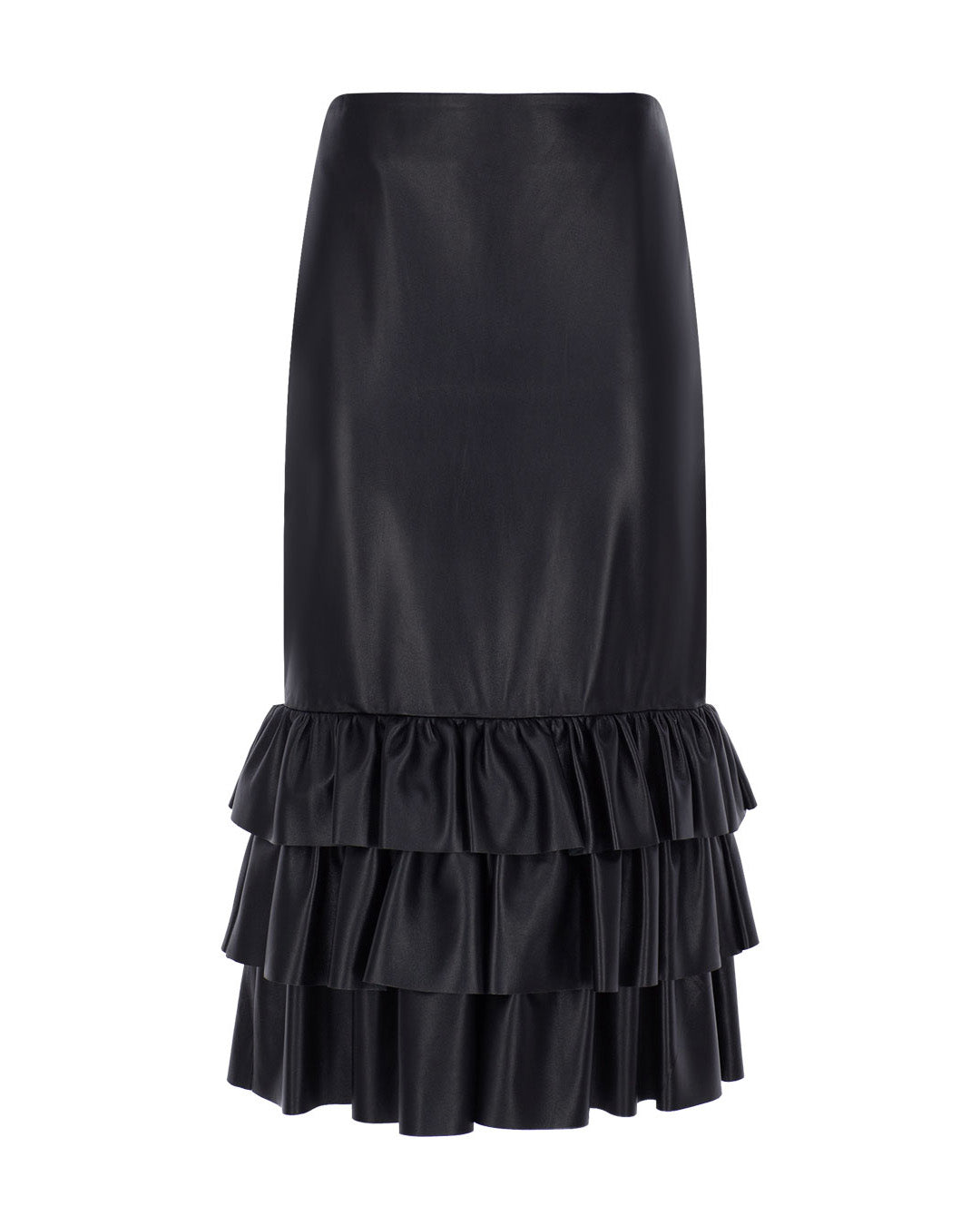Leather Skirt with Frill Layers