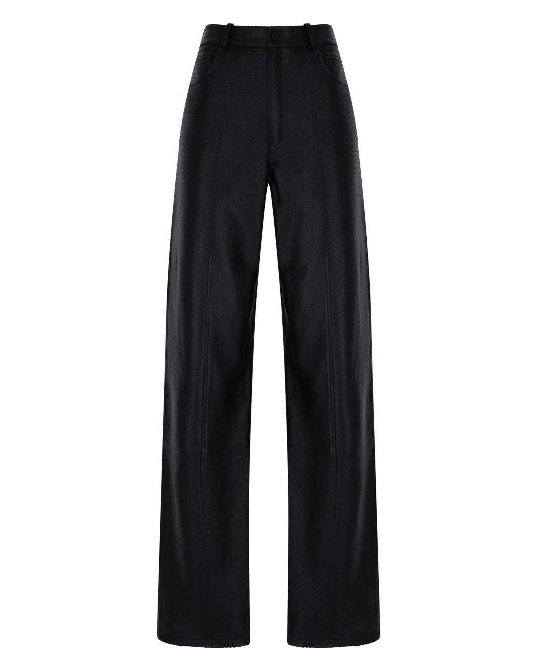 Loose Snakeprint Leather Pants