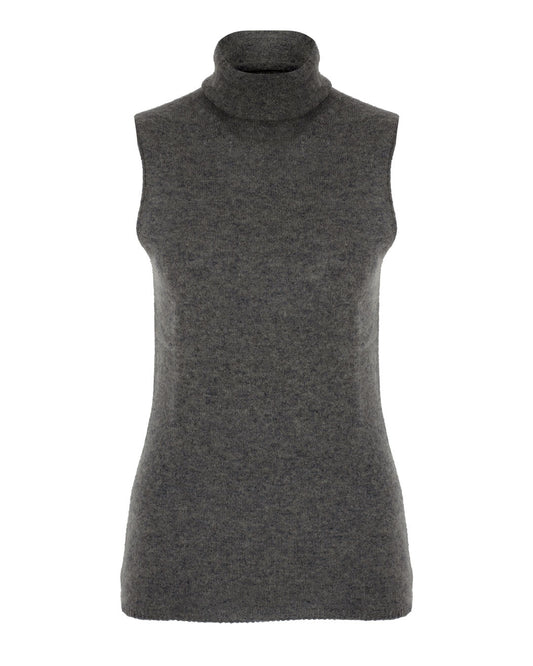 Sleveless Cashmere Turtleneck Top