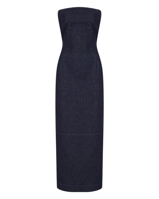 Strapless Denim Maxi Dress