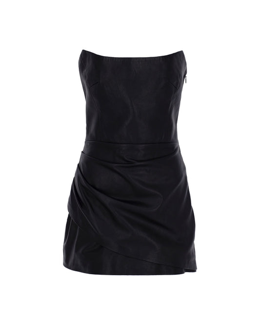 Strapless Leather Mini Dress