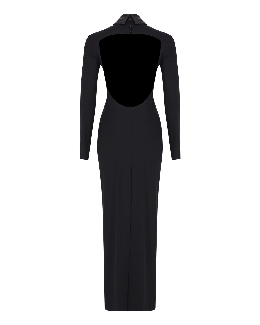 Technical Wool Maxi Dress w Leather