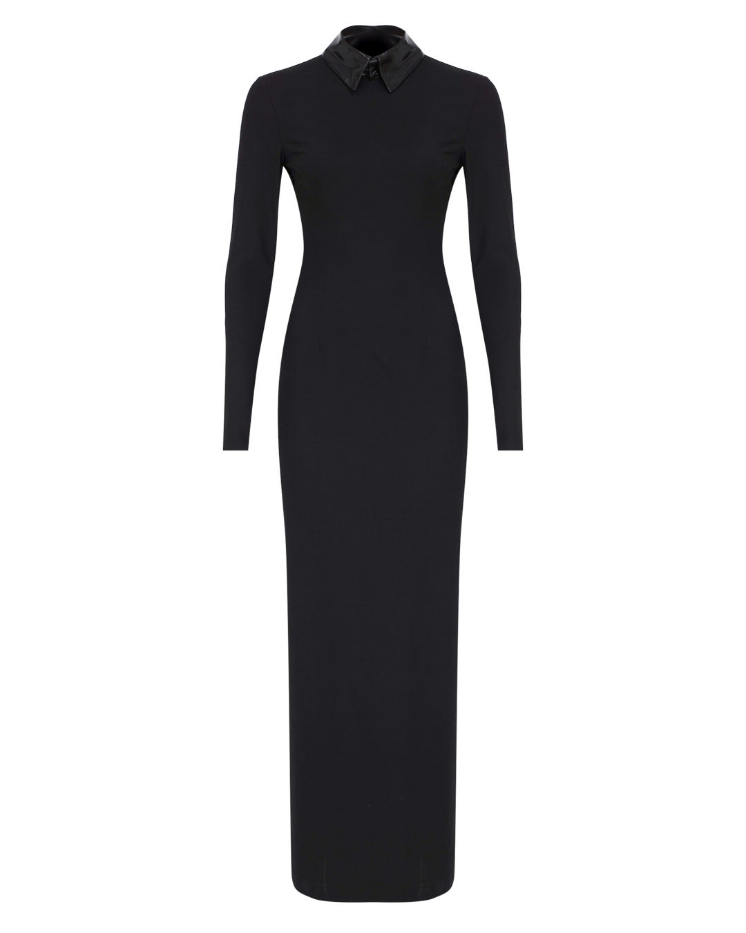 Technical Wool Maxi Dress w Leather