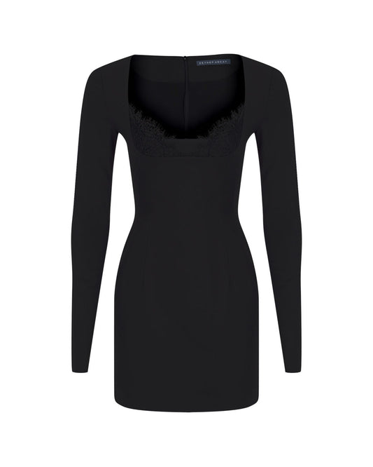 Technical Wool Mini Dress w Lace