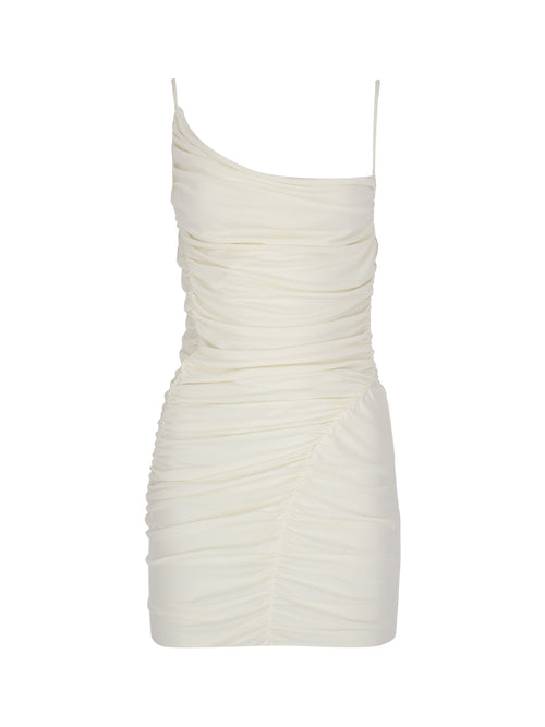 Asymmetric Neck Mini Jersey Dress
