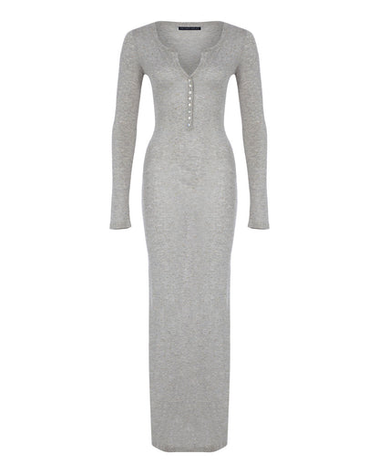 Button-up Maxi Knit Dress