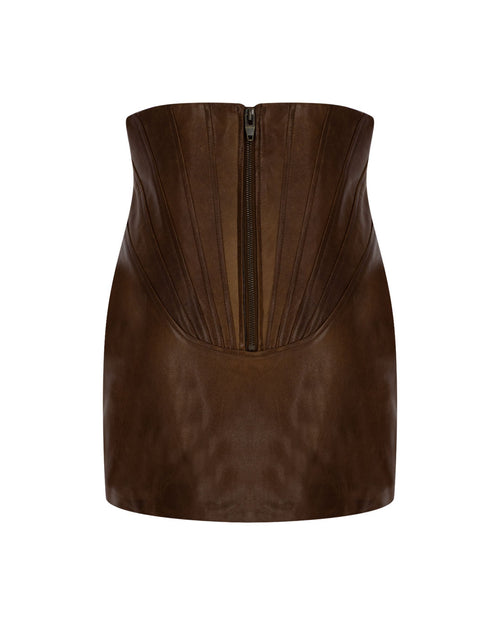 Corset Mini Leather Skirt