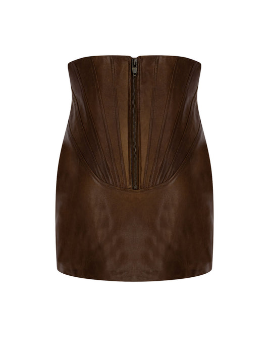 Corset Mini Leather Skirt