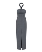 CrossNeck Maxi Wool Dress
