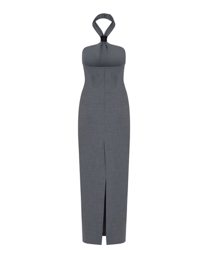 CrossNeck Maxi Wool Dress
