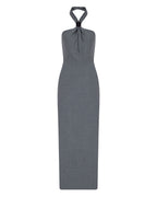 CrossNeck Maxi Wool Dress