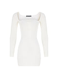 Curve Neck Knit Mini Dress