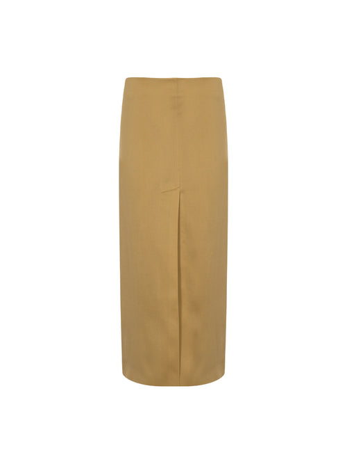 Double Slit Midi Sateen Skirt