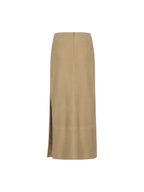 Double Slit Midi Suede Skirt