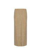 Double Slit Midi Suede Skirt