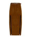 Double Slit Suede Skirt