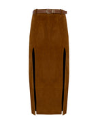 Double Slit Suede Skirt