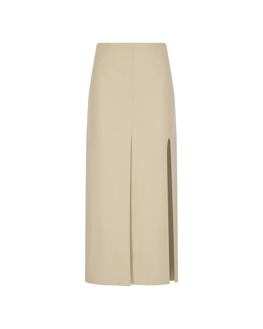 Zeynep Arçay Resort 2026 - Double Slit Midi Leather Skirt