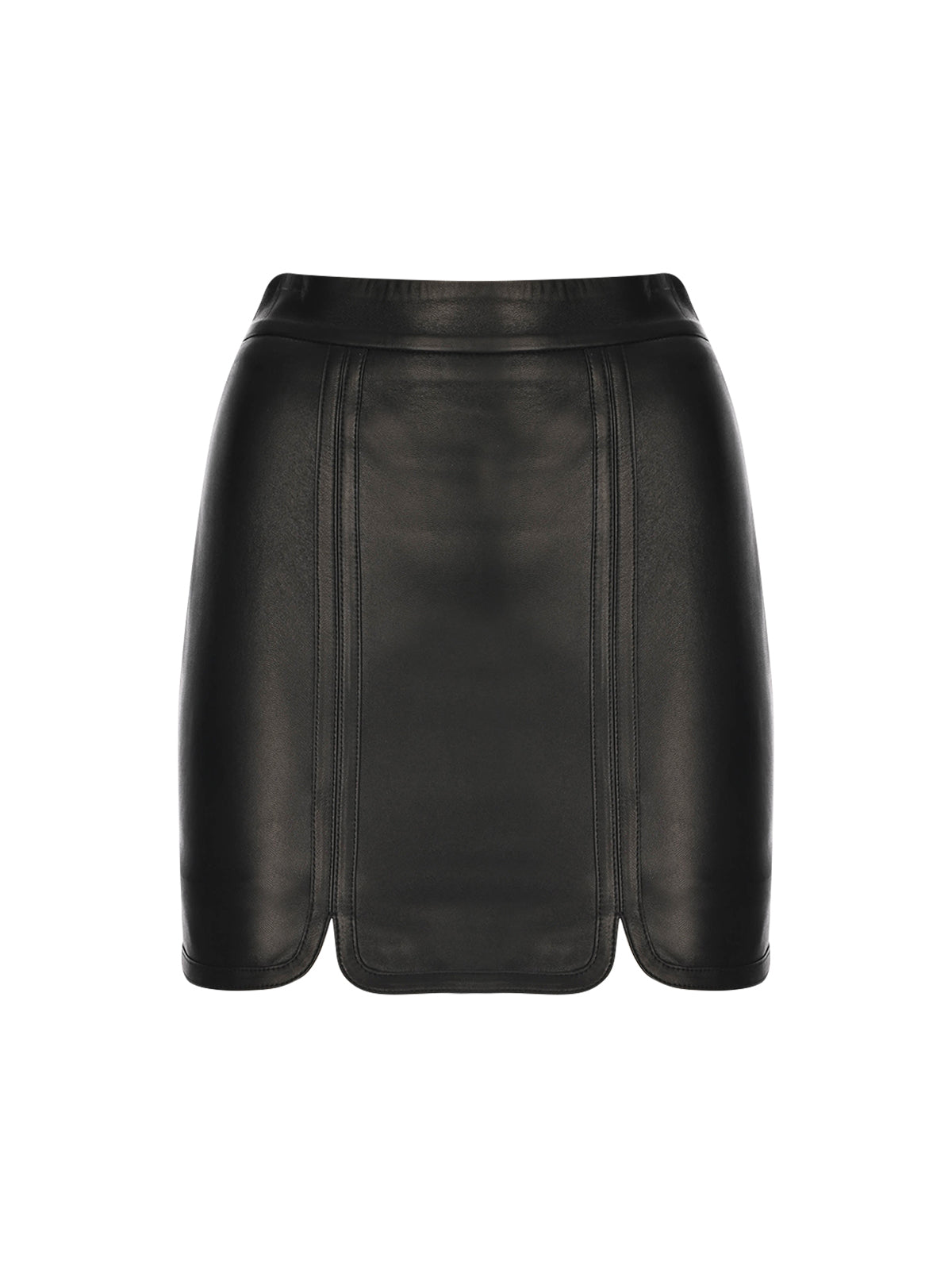 Double Stich Mini Leather Skirt