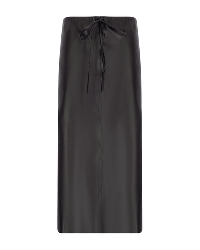 Drawstring Leather Skirt