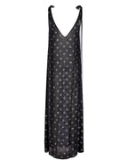 Flower Embelished Chiffon Maxi Dress