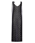 Flower Embelished Chiffon Maxi Dress