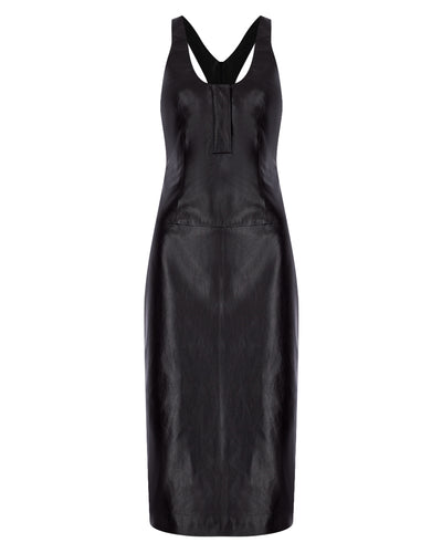 Halter Midi Leather Dress