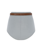 Knit Mini Shorts With Leather Belt