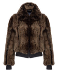 Leather Trimmed Mini Shearling Jacket