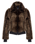 Leather Trimmed Mini Shearling Jacket