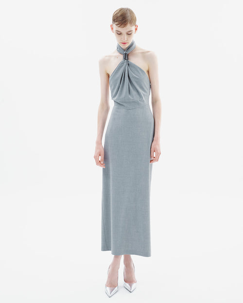 CrossNeck Maxi Wool Dress