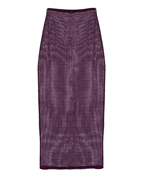 Fishnet Pencil Skirt with Crystals
