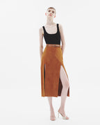 Double Slit Suede Skirt